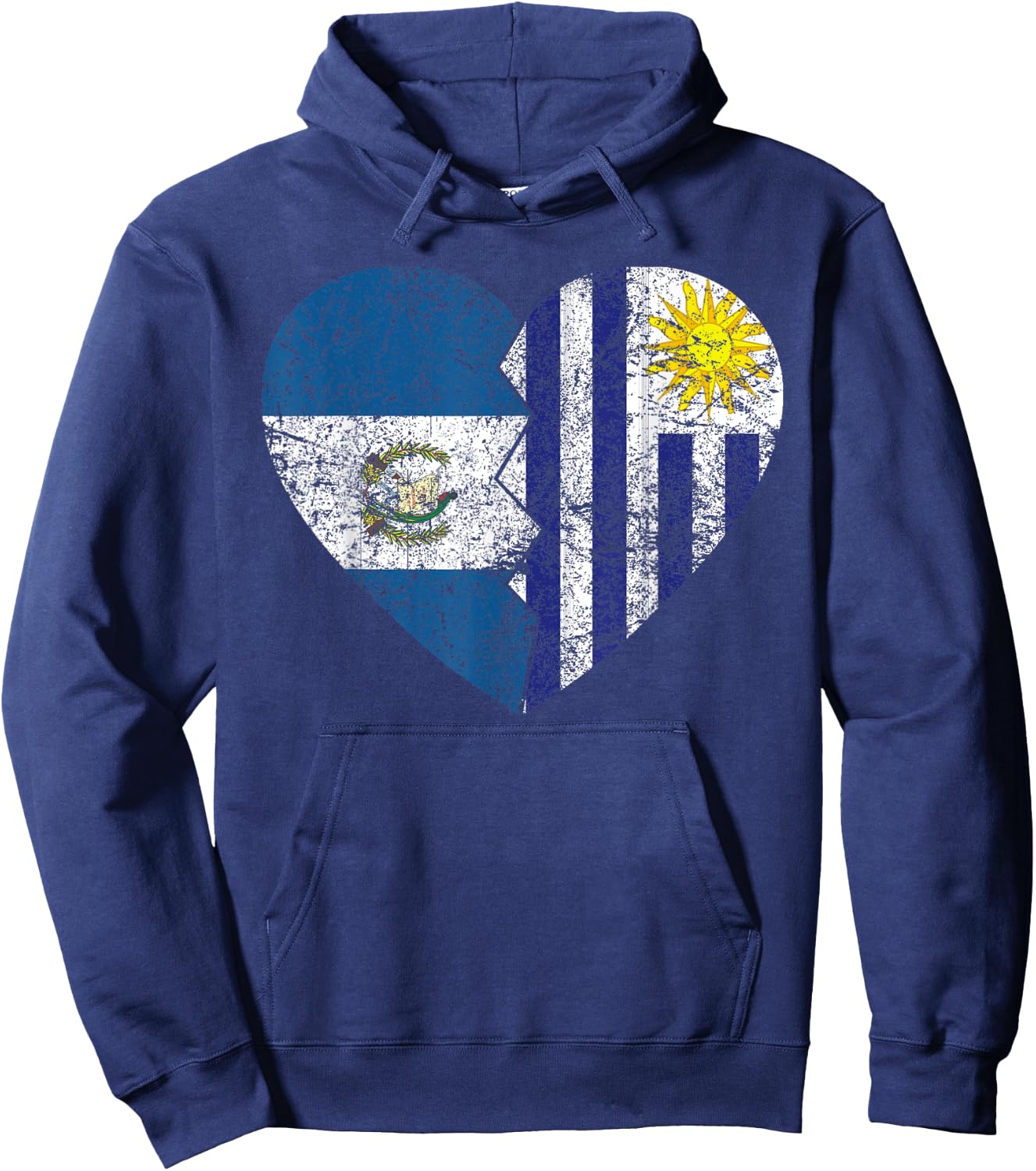 Uruguayan Guatemalan Flags Heart | Guatemala Uruguay Roots Hoodie - Hoodie | Navy