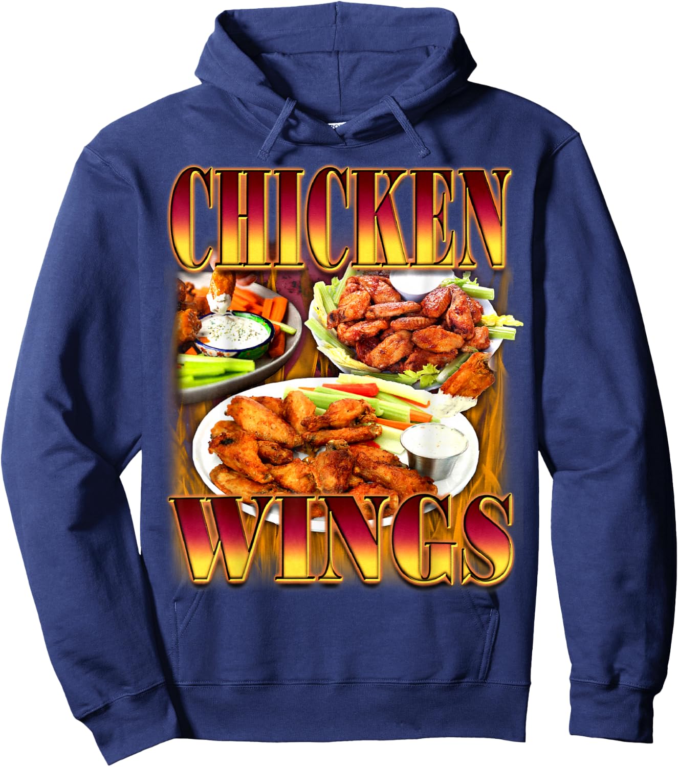 Wing Lover Bootleg Rap CDs Aesthetic 90s Funny Chicken Meme Hoodie - Hoodie | Navy