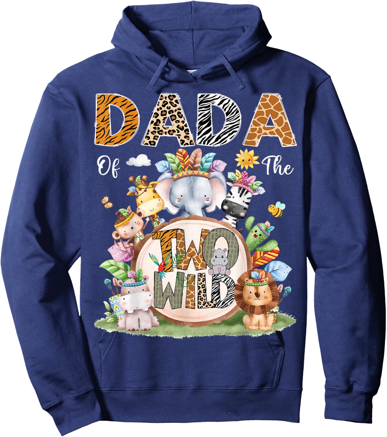 Dada Of The Two Wild 2Nd Birthday Animal Safari Tribal Hoodie - Hoodie | Navy