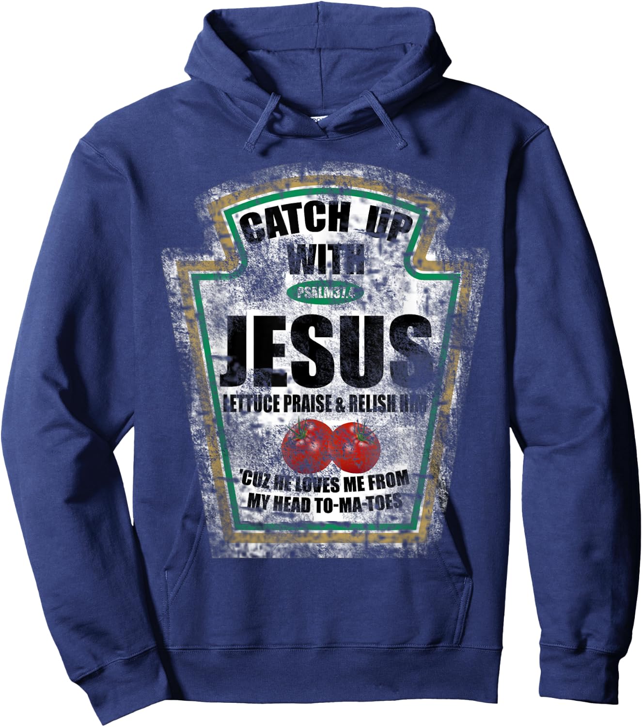 Christian Catch Up With Jesus Ketchup Hoodie - Hoodie | Navy