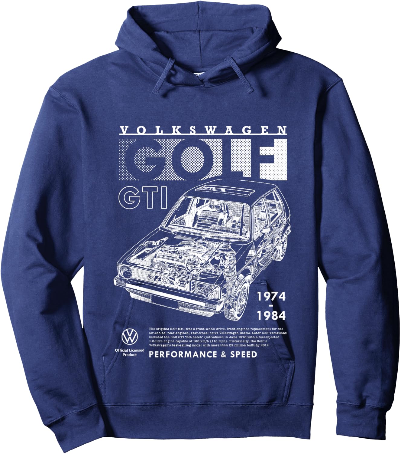 Kids Volkswagen Golf GTI Mk1 Performance & Speed Kids , Black, 2 Hoodie - Hoodie | Navy