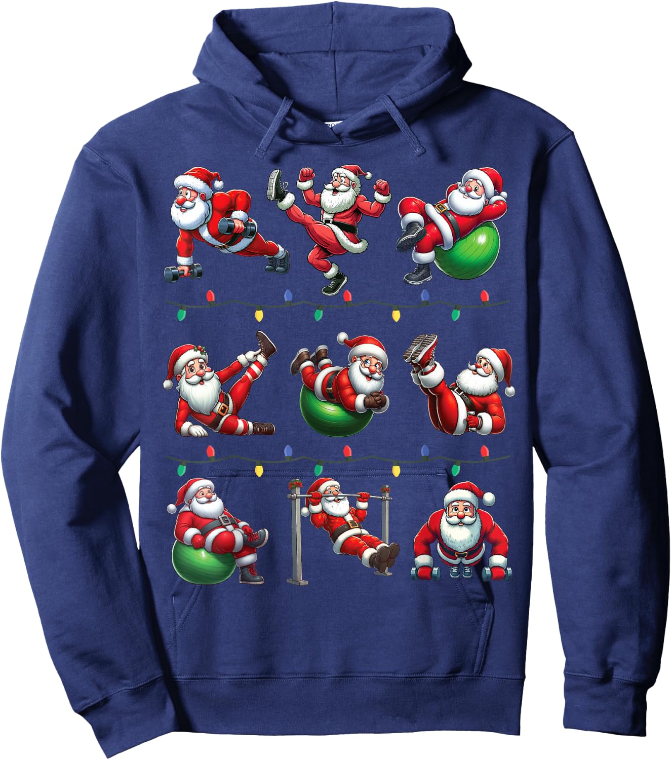 Santa Fitness Collection Gym Workout Weightlifting Christmas Hoodie - Hoodie | Navy