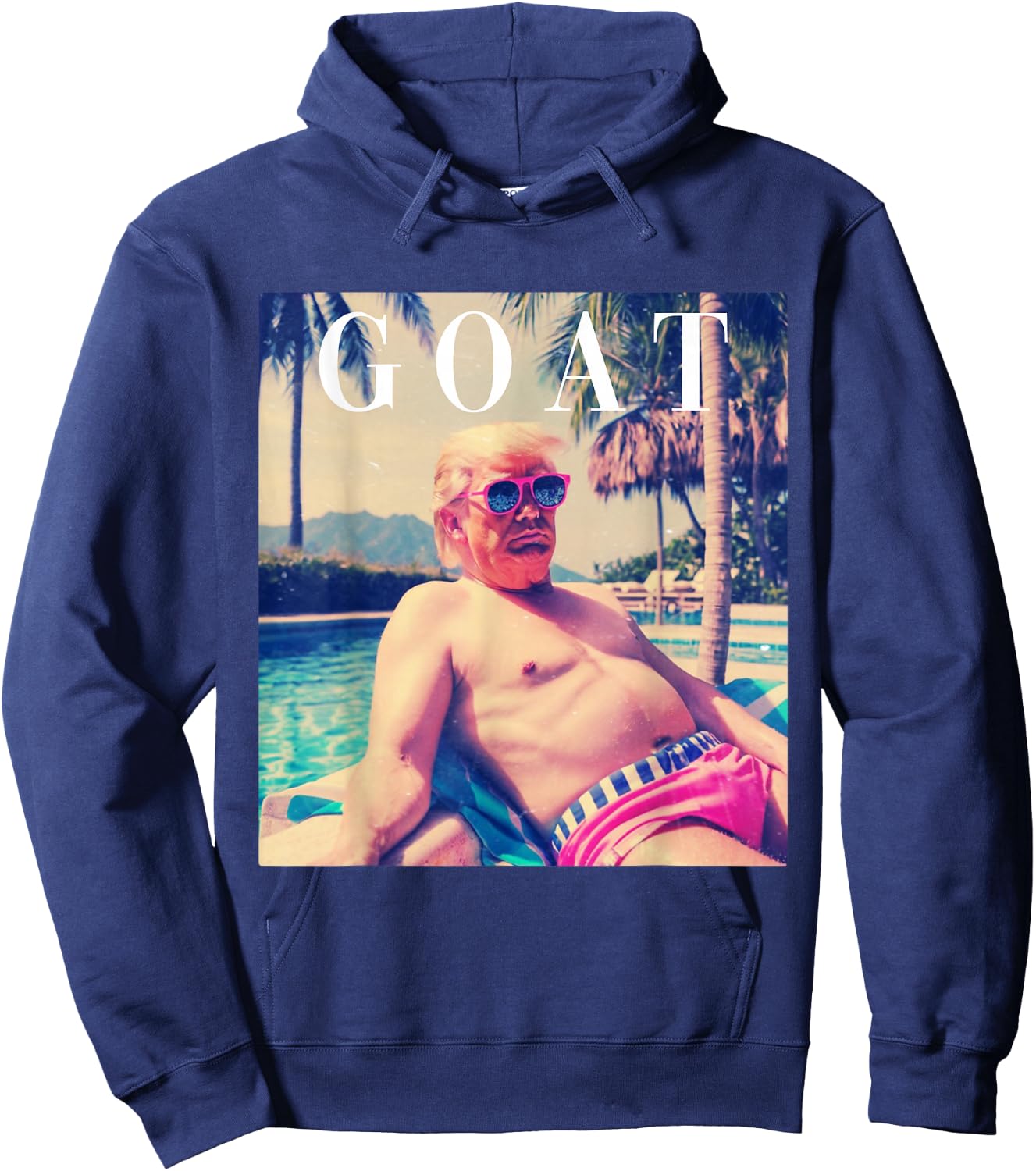 Trump GOAT Shirt Funny Summer 2024 Republican Donald Trump Hoodie - Hoodie | Navy