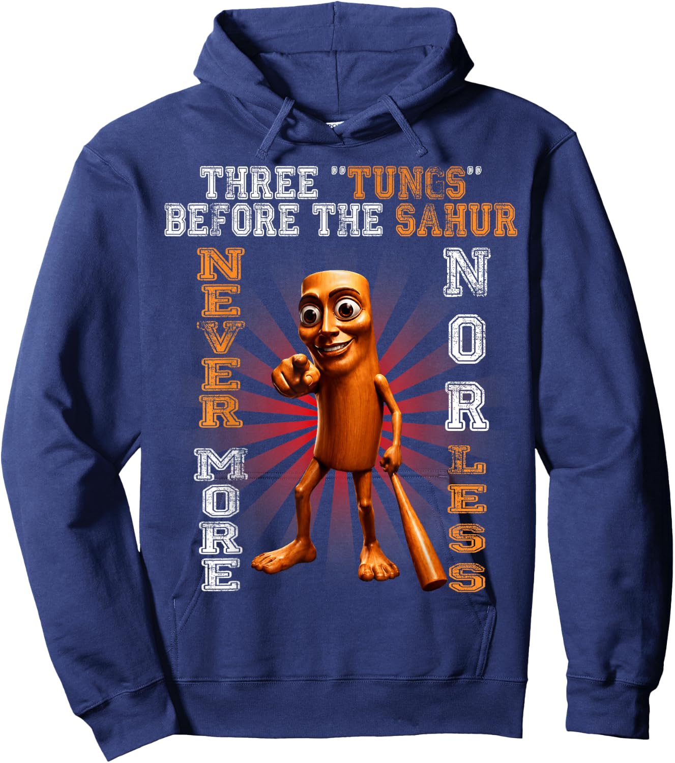 Three Tungs Before The Sahur Funny Brainrot Meme Hoodie - Hoodie | Navy