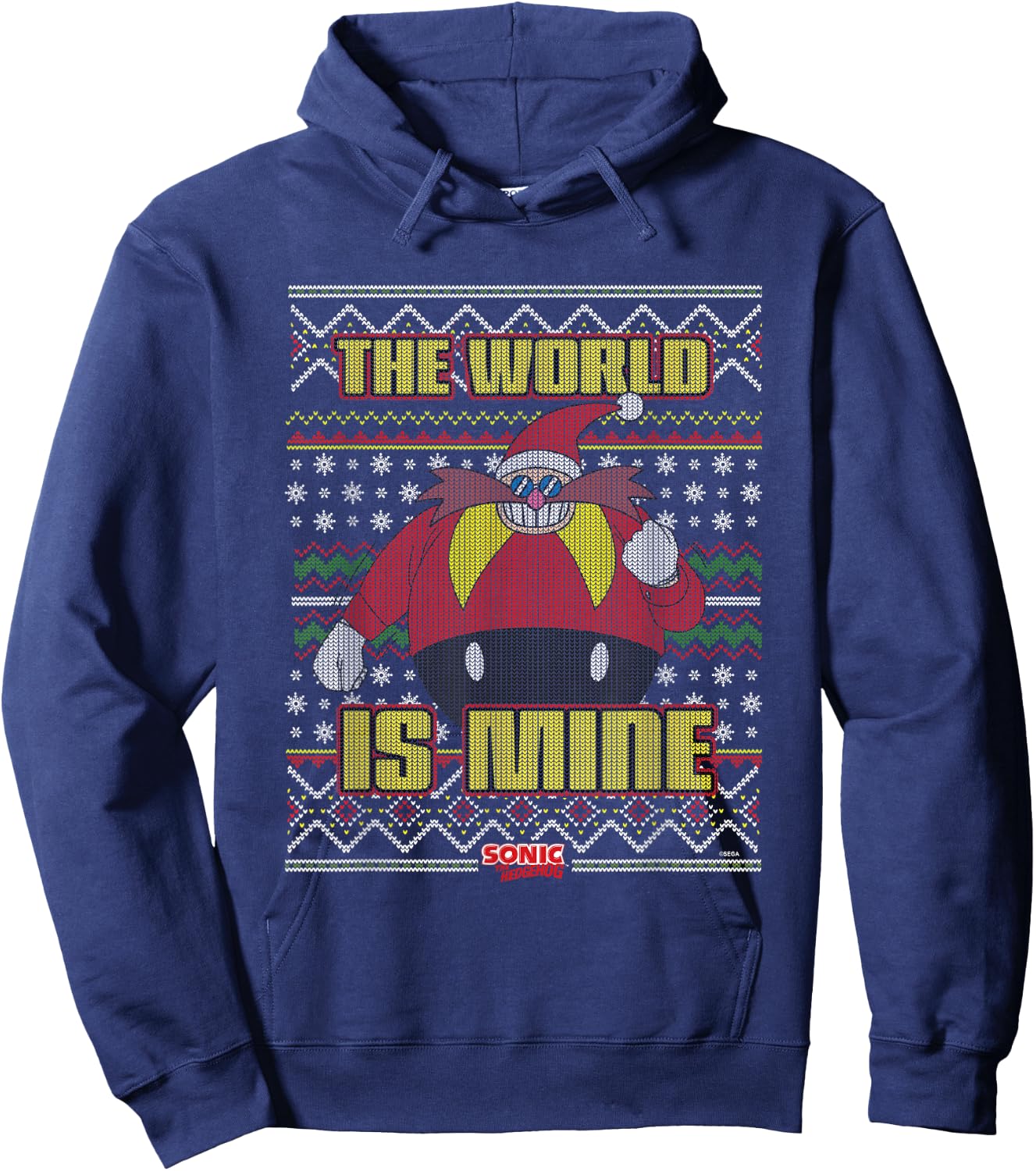 Sonic The Hedgehog Christmas Doctor Eggman Ugly Sweater Hoodie - Hoodie | Navy