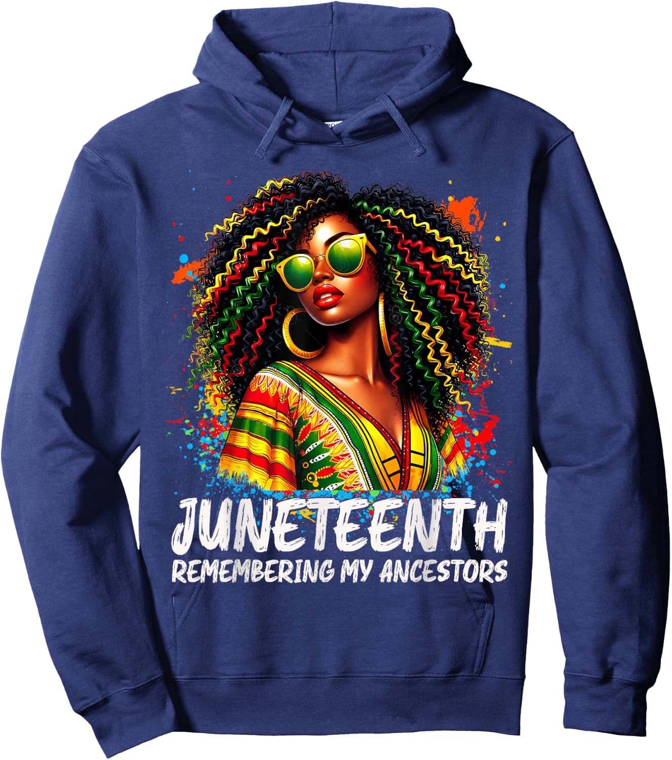 Juneteenth Remembering My Ancestors Natural Hair Black Women Hoodie - Hoodie | Navy
