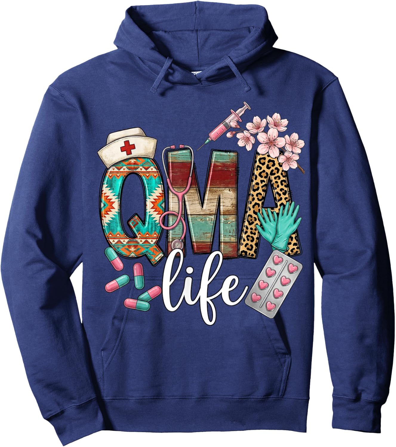 Qma Life Leopard Funny Qualified Medication Aide Nurse Hoodie - Hoodie | Navy