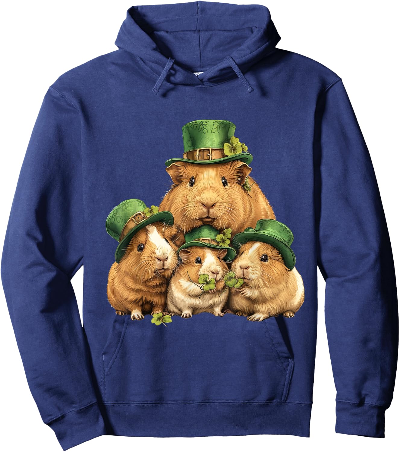 Guinea Pig St Patricks Day Irish Green St Paddys Themed Cute Hoodie - Hoodie | Navy