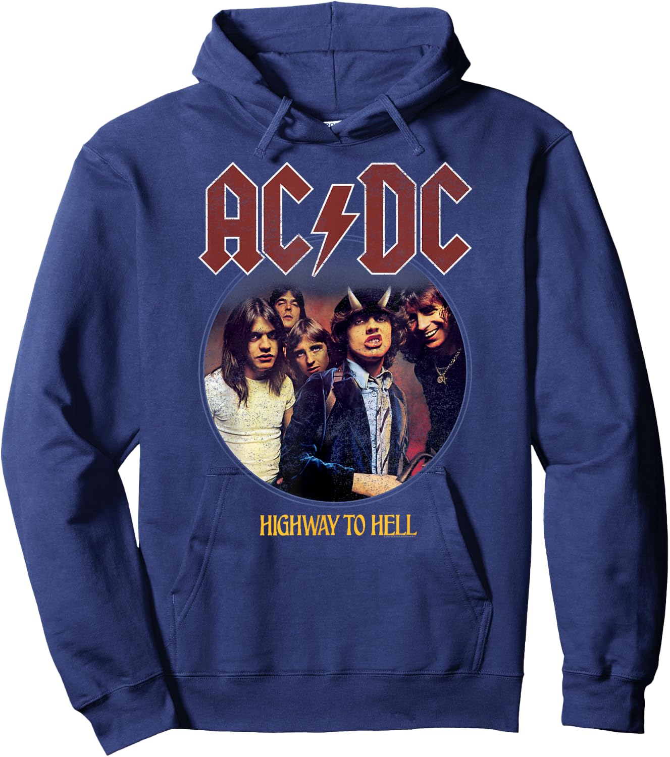 Official AC/DC Highway to Hell Circle Rock Music Band Hoodie - Hoodie | Navy