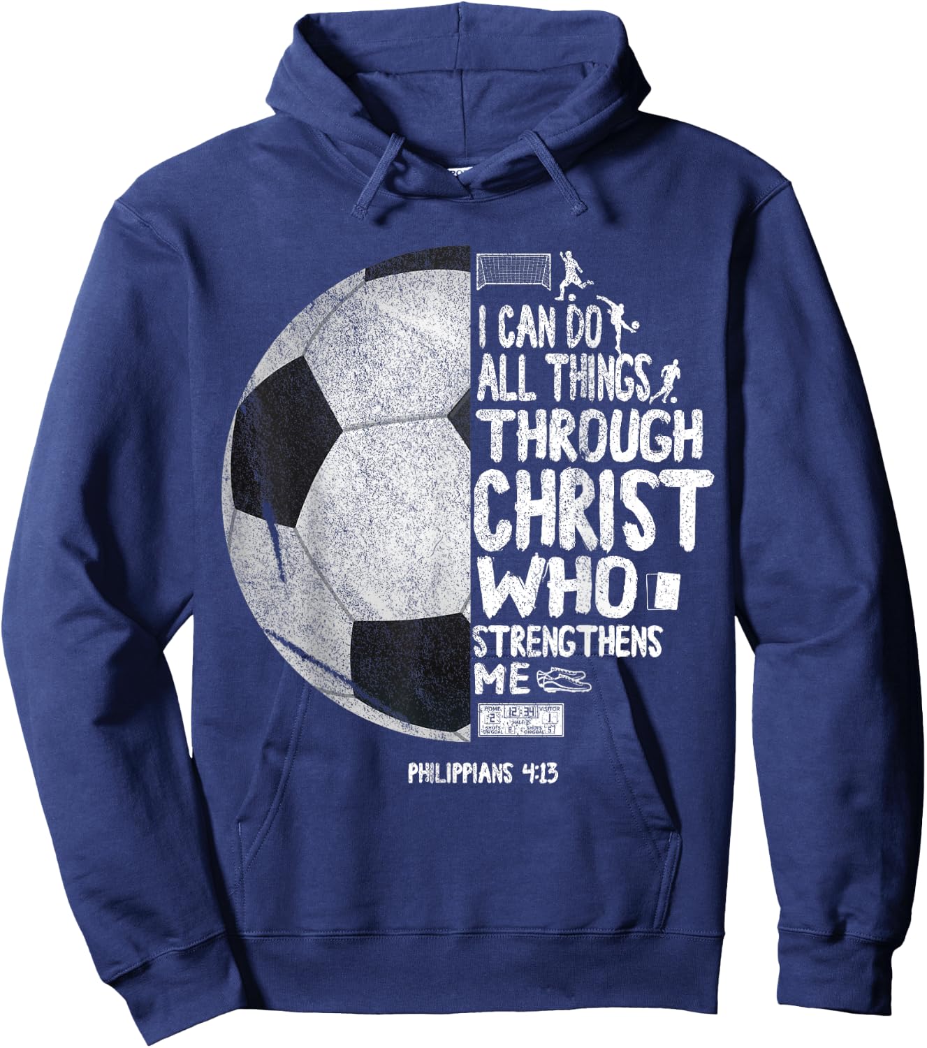 I can do all things through Christ Philippians 4:13 Soccer Hoodie - Hoodie | Navy