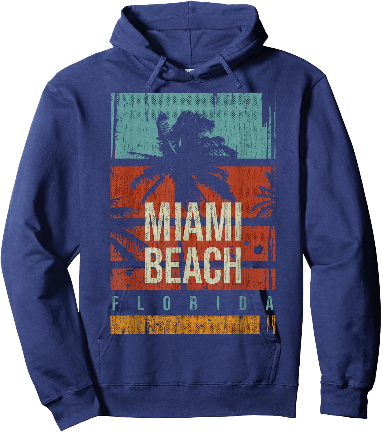Miami Beach Urlaubssouvenir 80er Jahre Miami Beach Hoodie - Hoodie | Navy
