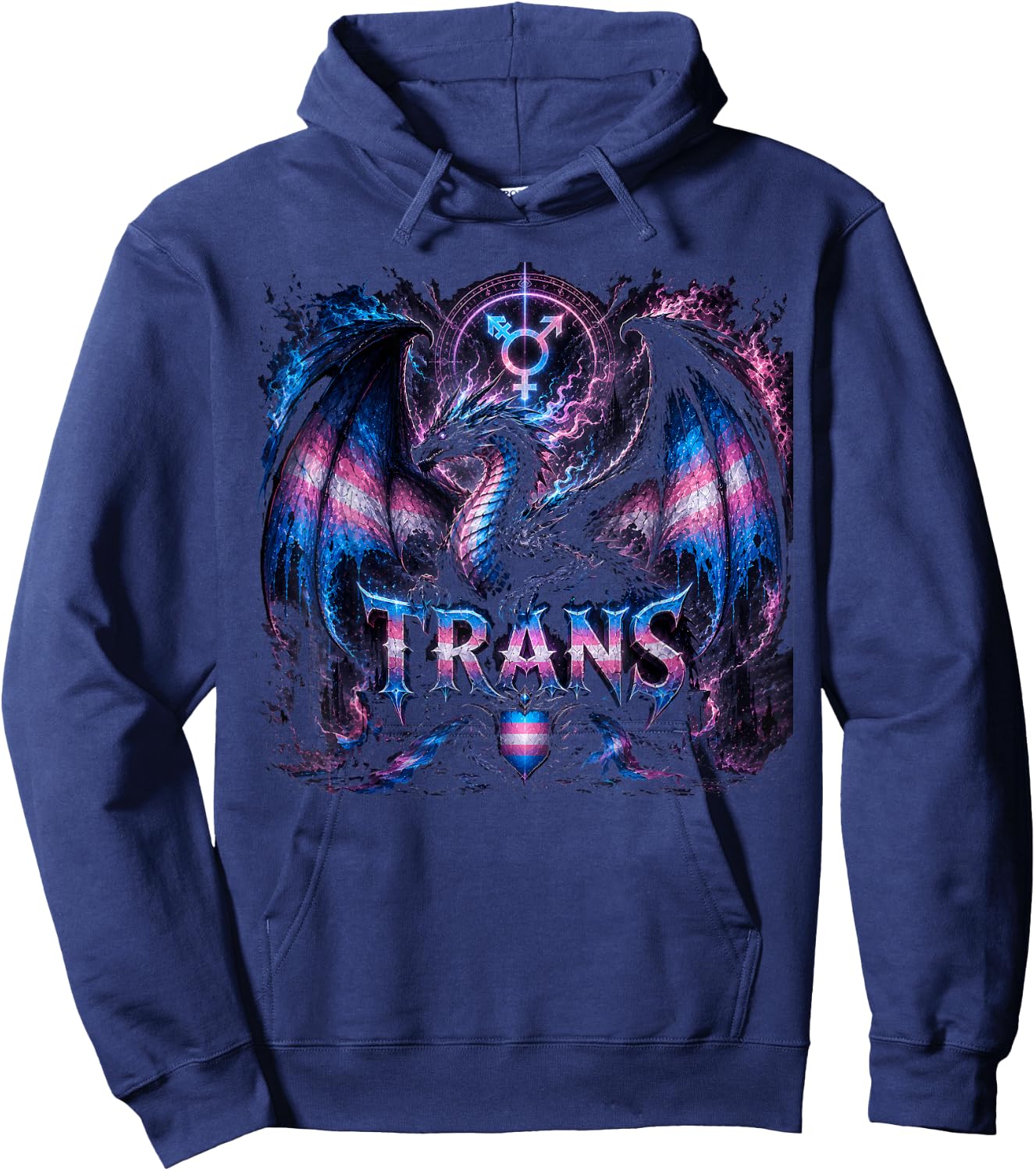 Trans Dragon Cute Fantasy Castle Tower Trans Rights Women Hoodie - Hoodie | Navy