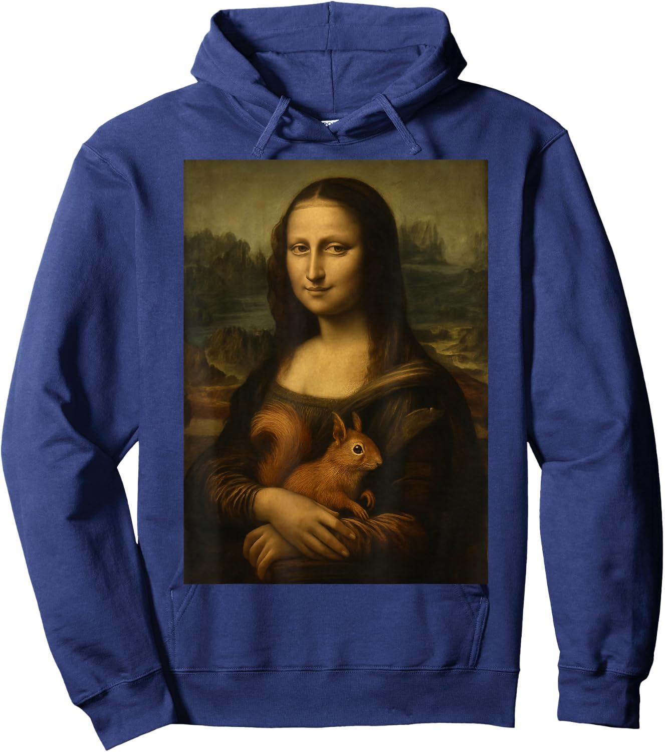Mona Lisa and Squirrel Art Funny Fine Art Parody Hoodie - Hoodie | Navy