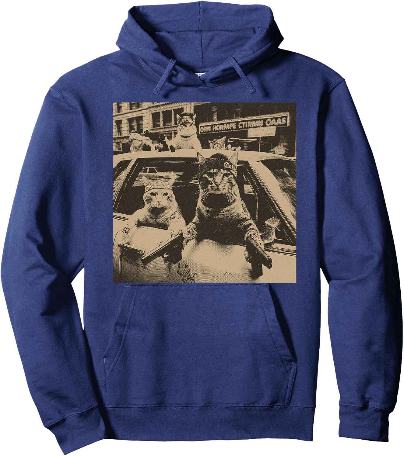 Funny Cat Gang Meme Street sarkastischer Vintage Premium Hoodie - Hoodie | Navy