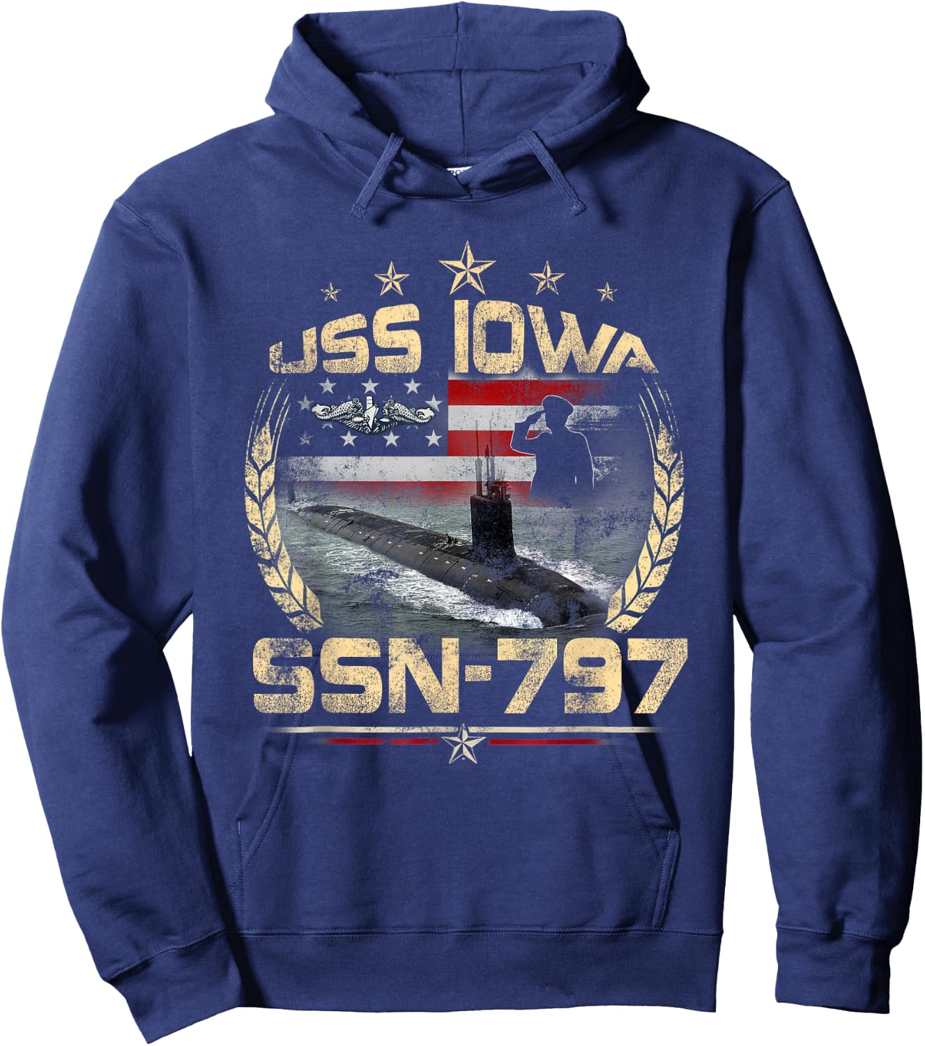 USS Iowa SSN-797 USA Flag Submarine Veteran Patriotic Father Women Men Hoodie - Hoodie | Navy