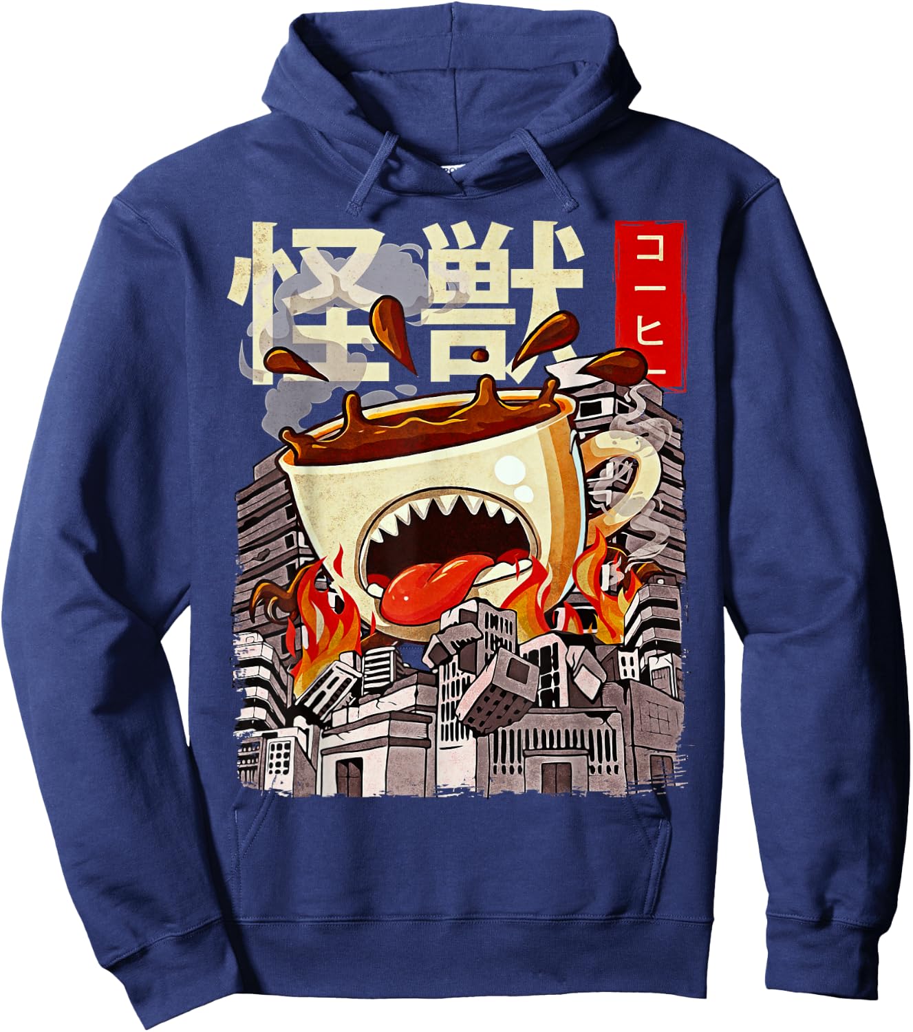 Kaiju Coffee Japanese Anime Monster Caffeine Hoodie - Hoodie | Navy