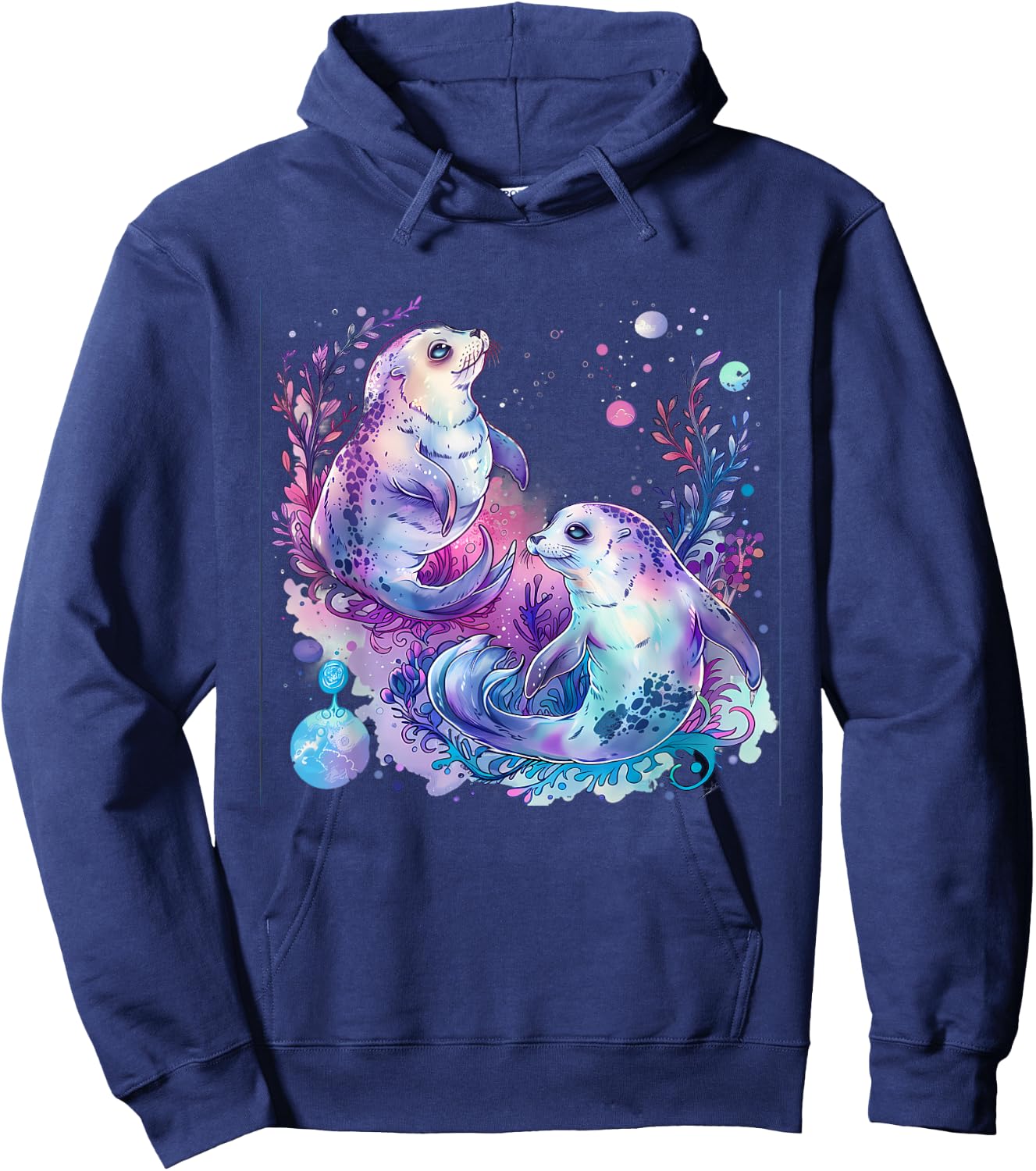 Seal Ocean Sea Seal Marine Mammal Artwork Sea Ocean Animal Hoodie - Hoodie | Navy