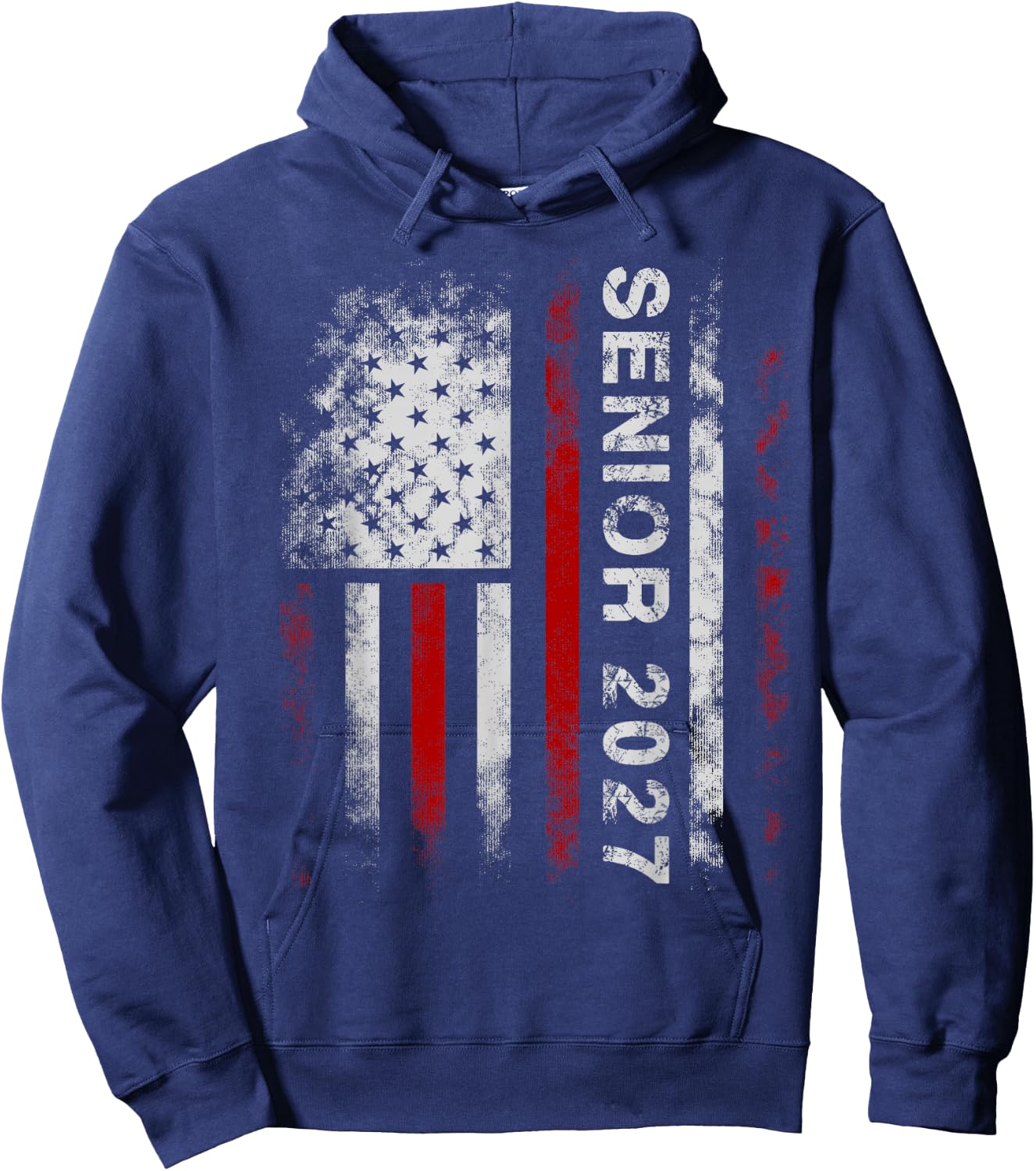 Senior 2027 American Flag Shirt USA Graduation Class of 2027 Hoodie - Hoodie | Navy
