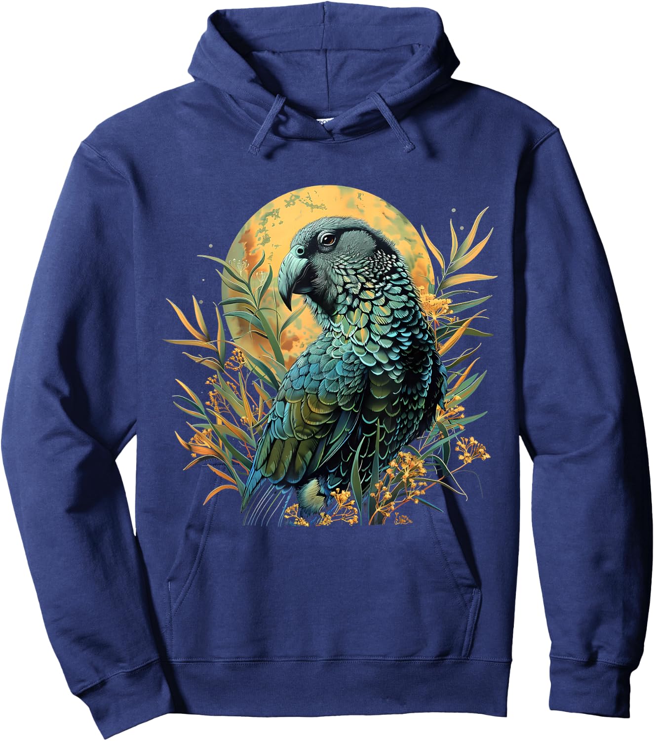 Kakapo Parrot Drawing Moon Artwork Nature Kakapo Lover Hoodie - Hoodie | Navy