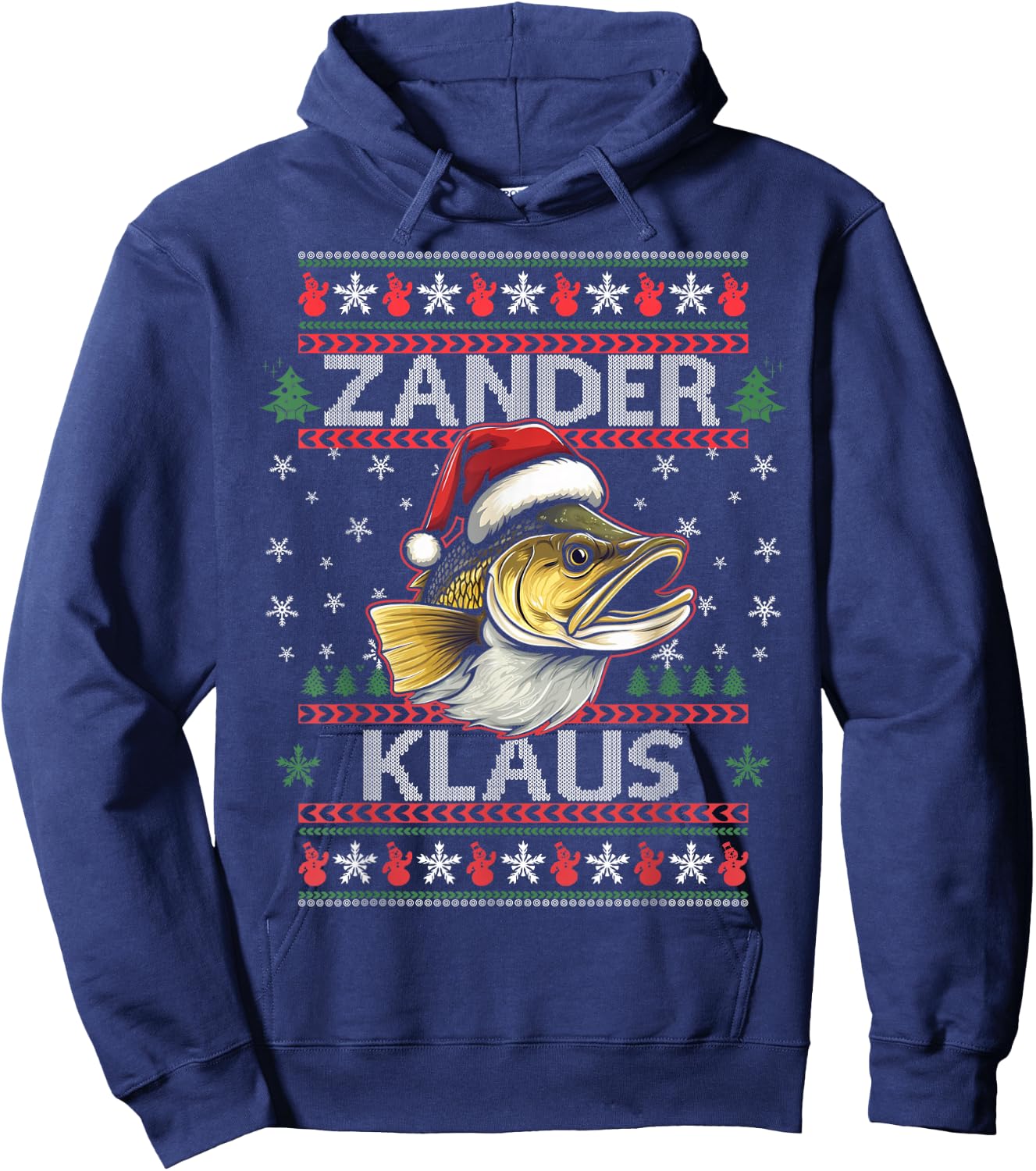 Zander Klaus I Funny Zander Fisherman Fishing Predator , black Hoodie - Hoodie | Navy