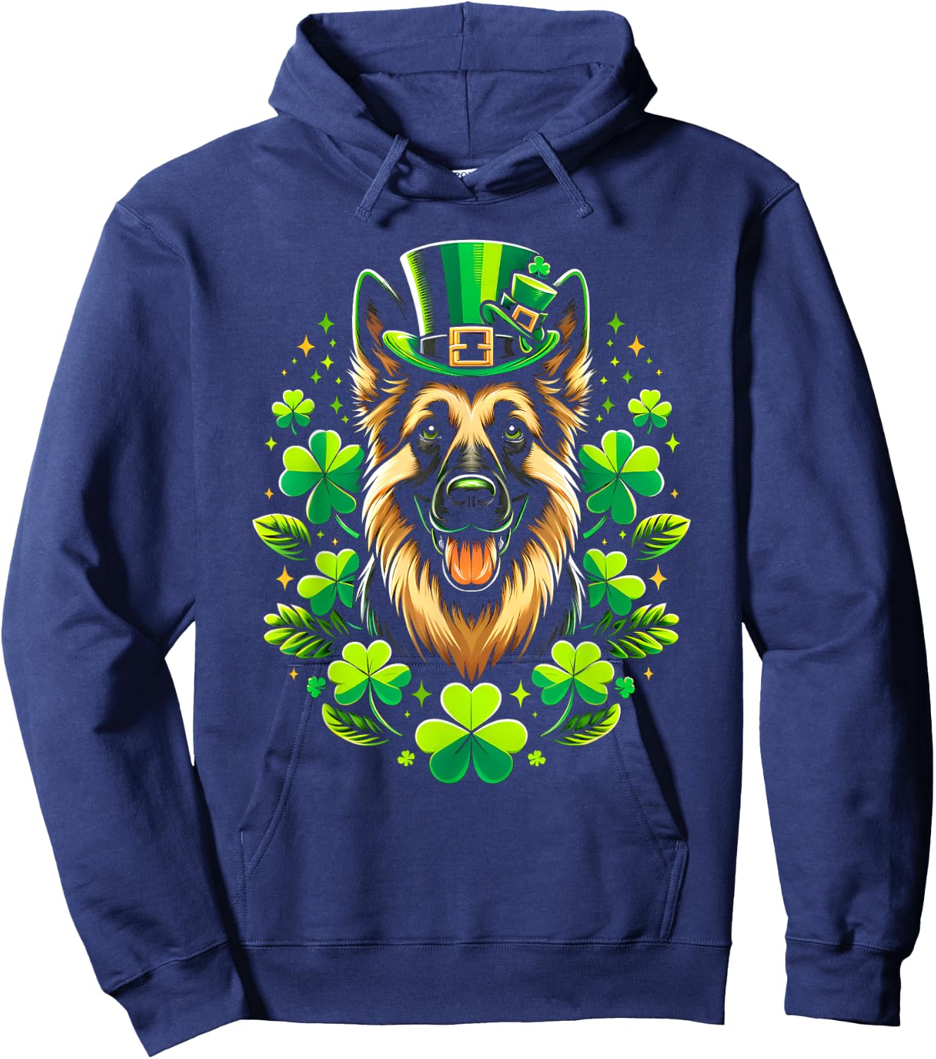 Funny Puppy Shamrock German Shepherd Dog St. Patrick's Day Hoodie - Hoodie | Navy