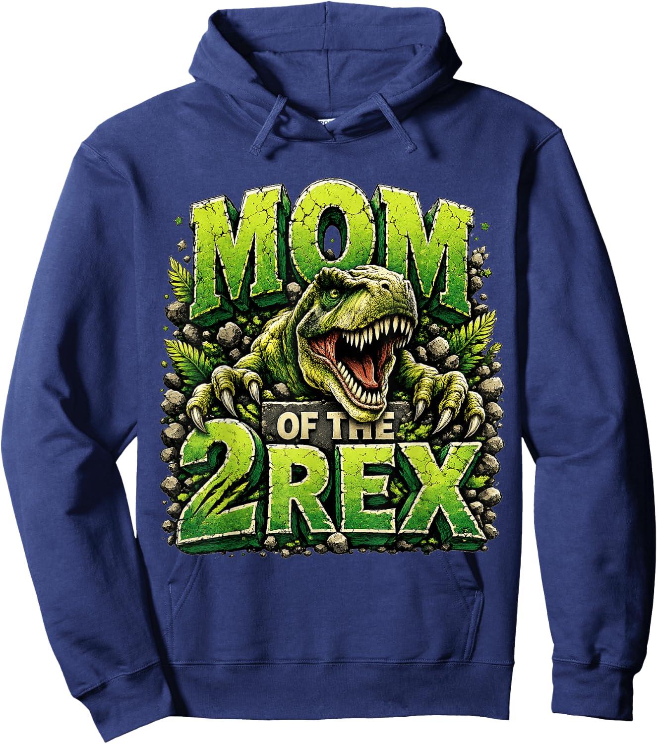 Mom of The Two Rex Birthday Dinosaur Family Matching Hoodie - Hoodie | Navy