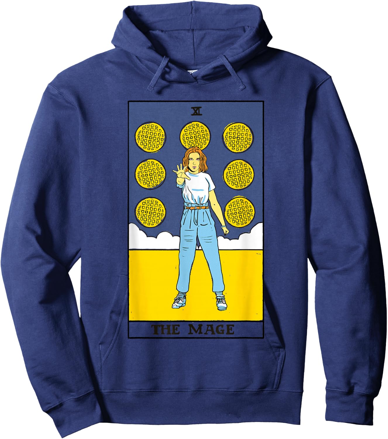 Stranger Things Eleven Vintage The Mage Celestial Tarot Card Hoodie - Hoodie | Navy