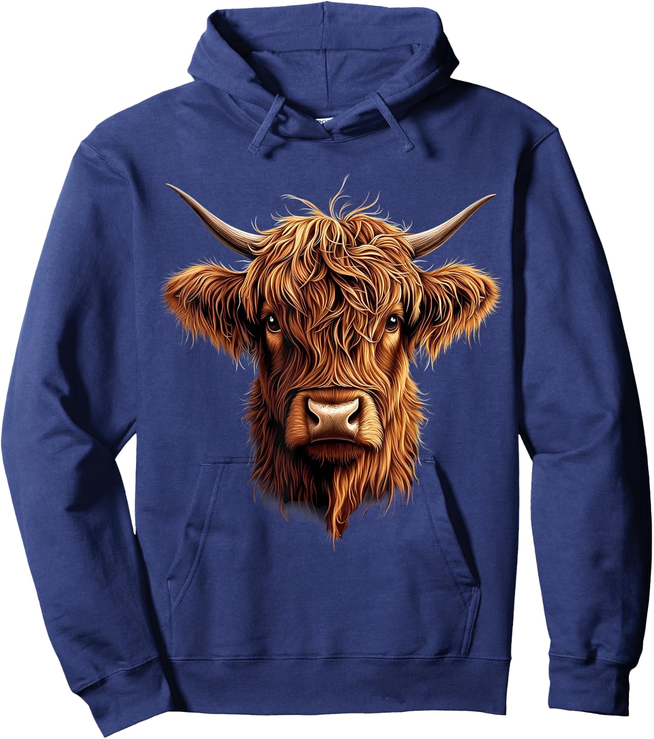 Scottish Highland Cow Messy Bun Scottish Highlander Cow Hoodie - Hoodie | Navy