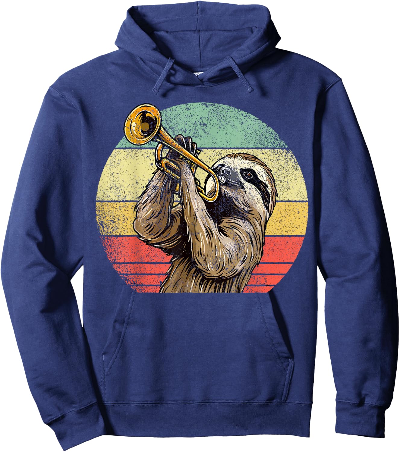 Sloth Plays Trumpet Sloth Trumpet Player Hoodie - Hoodie | Navy