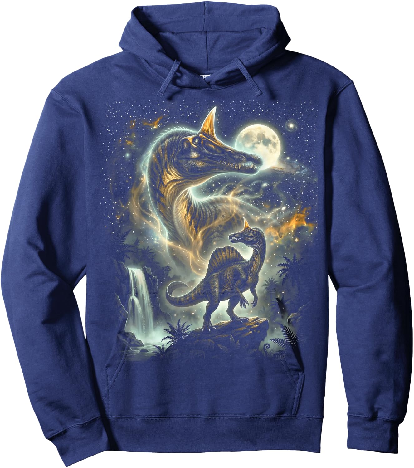 Spinosaurus Mirabilis Dinosaur Howling At The Moon Hoodie - Hoodie | Navy