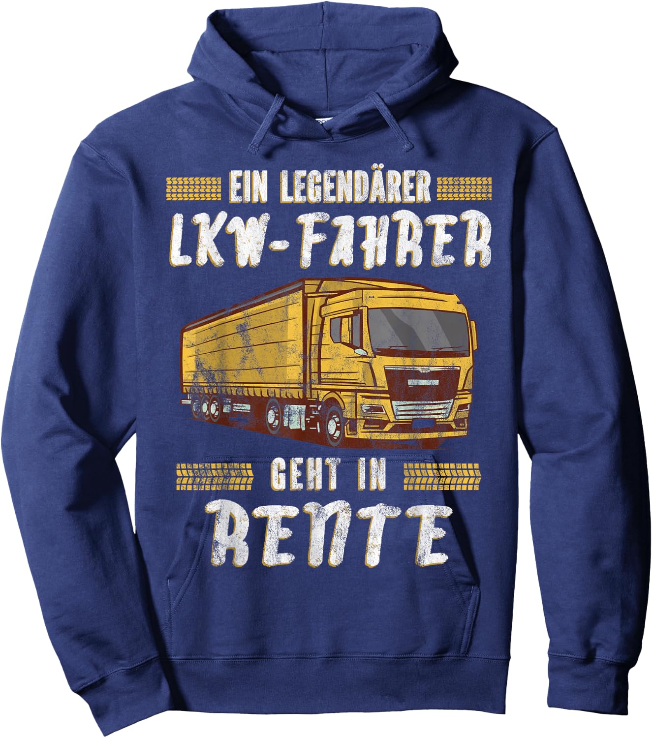 Männer Geschenk für LKW Fahrer zum Ruhestand Rentner Trucker Ein Legendärer LKW-Fahrer Geht In Rente Schwarz Klein Klassisch Trucker Halbarm Hoodie - Hoodie | Navy