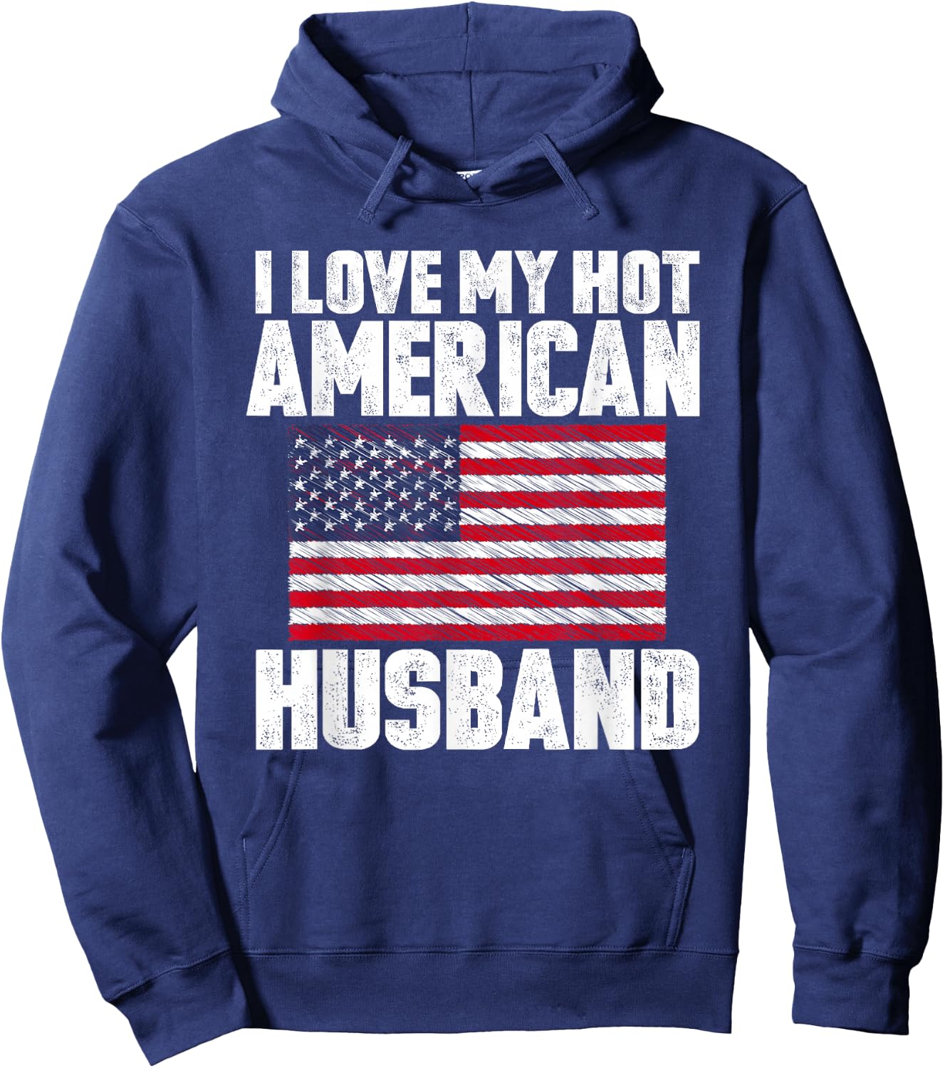 I Love My Hot American Husband Anniversary Heart Wedding Hoodie - Hoodie | Navy