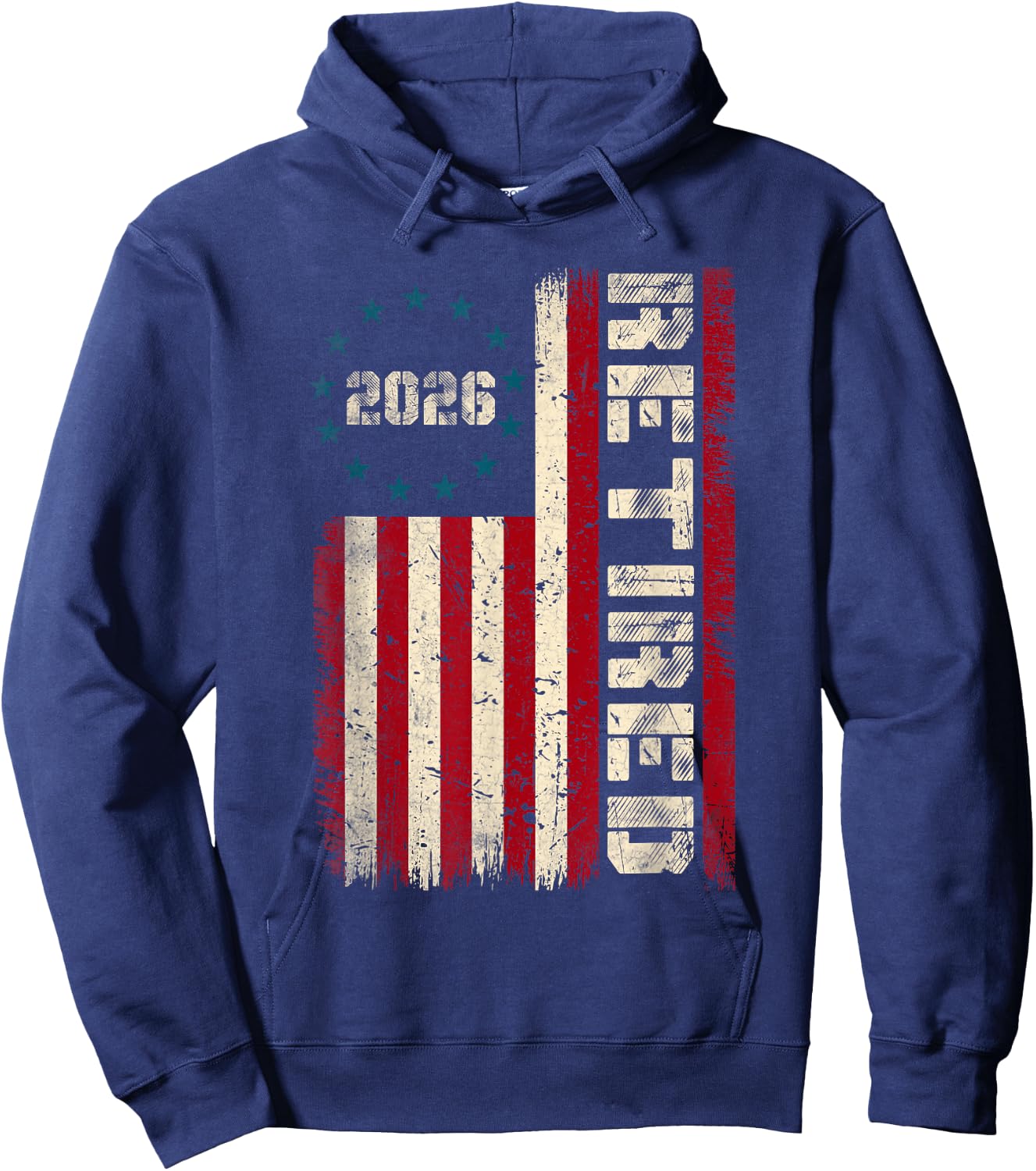 Vintage Retired 2026 American Flag Retirement 2026 Gifts Men Hoodie - Hoodie | Navy