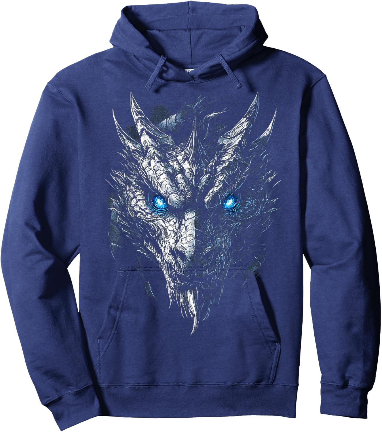 Dragon Ufo Graphic Blue Eyes Illustration Dragon , Black, S Hoodie - Hoodie | Navy