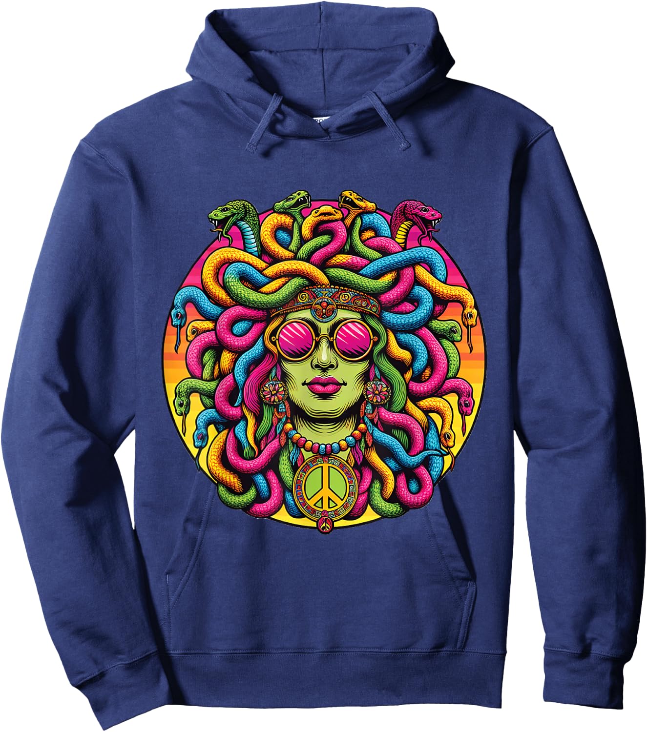 Medusa Hippie Costume Ancient Greek Psychedelic Snakes Hoodie - Hoodie | Navy
