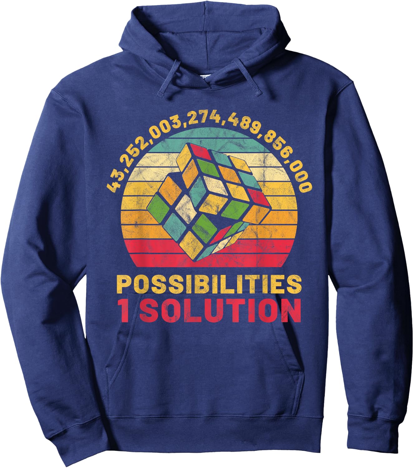 Puzzle Cube Funny One Solution Speed Cubing Retro Math Hoodie - Hoodie | Navy