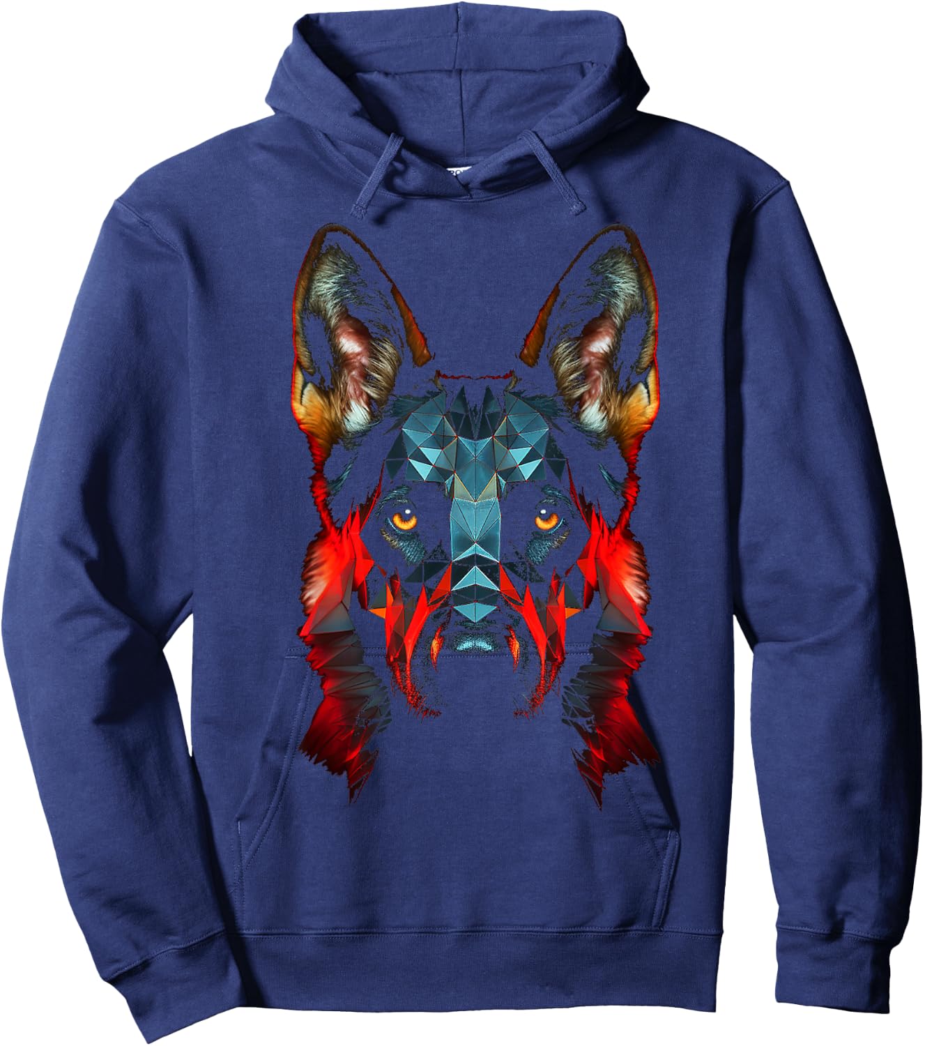 German Shepherd Dog Polygon Face Pet Art German Shepherd Hoodie - Hoodie | Navy
