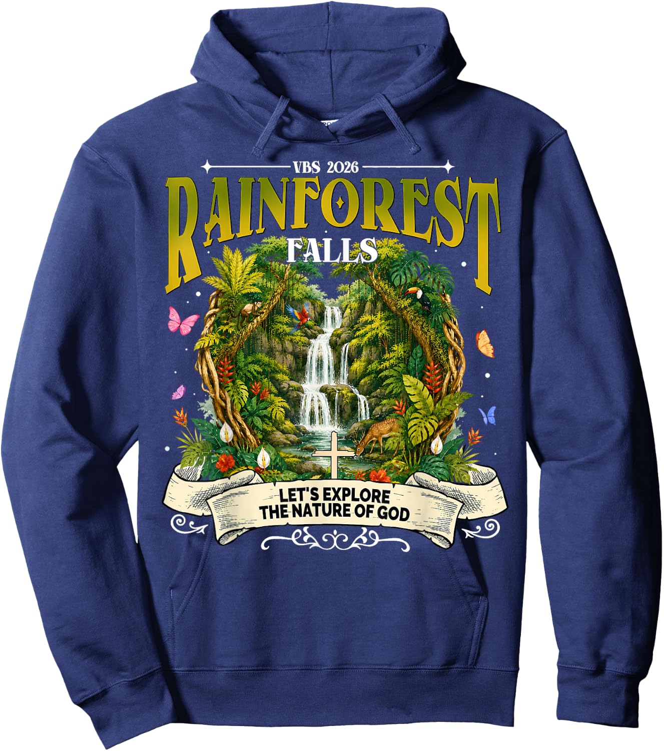 Rainforest Falls VBS 2026 Explore Nature of God Adventure Hoodie - Hoodie | Navy