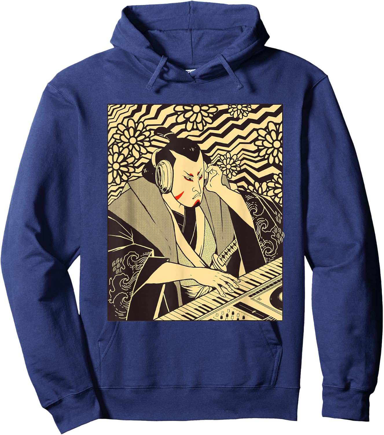 Synth Techno Music Funny Samurai Synthesizer Hoodie - Hoodie | Navy