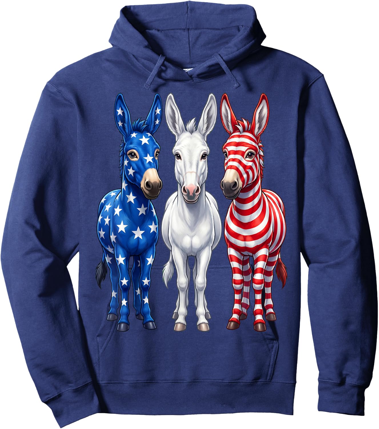 Funny Patriotic Donkeys USA Flag 4th of July Donkey Lover Hoodie - Hoodie | Navy