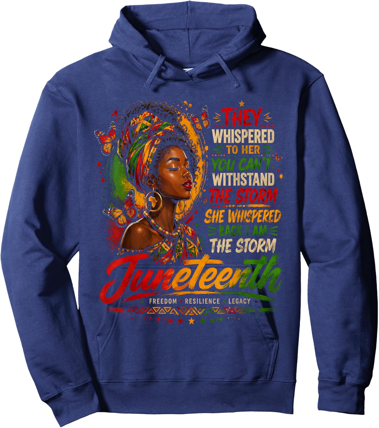 Juneteenth I am The Storm Black Women Black History Month Hoodie - Hoodie | Navy