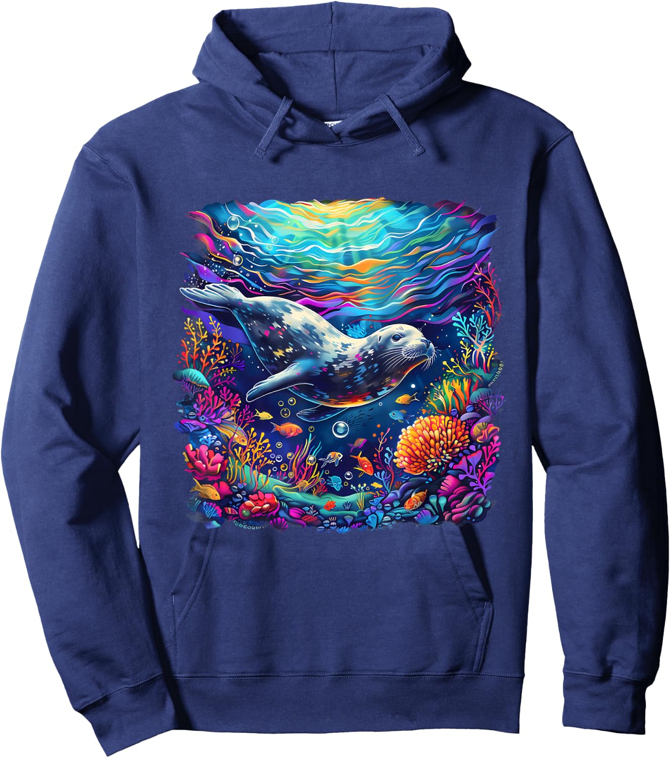 Seal Artwork Marine Mammal Sea Ocean Animal Ocean Sea Seal Hoodie - Hoodie | Navy