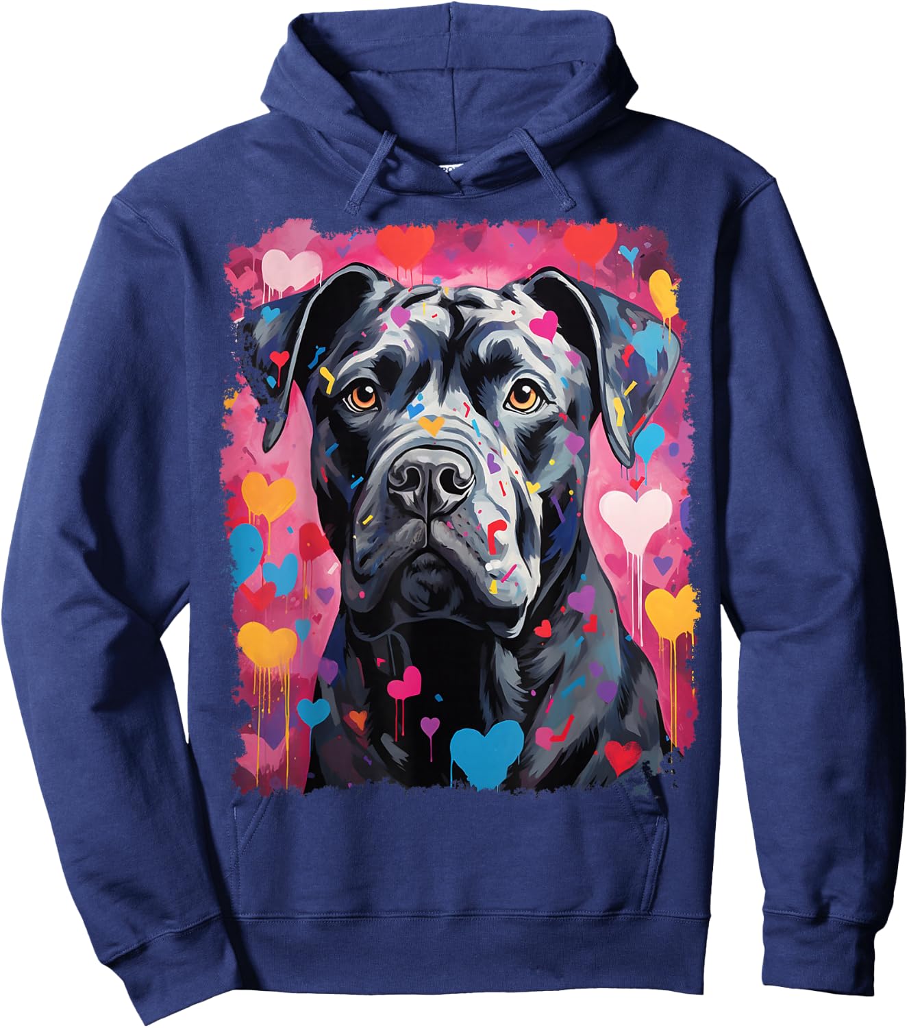 Valentine's Day Pop Art Dog Cane Corso Hoodie - Hoodie | Navy