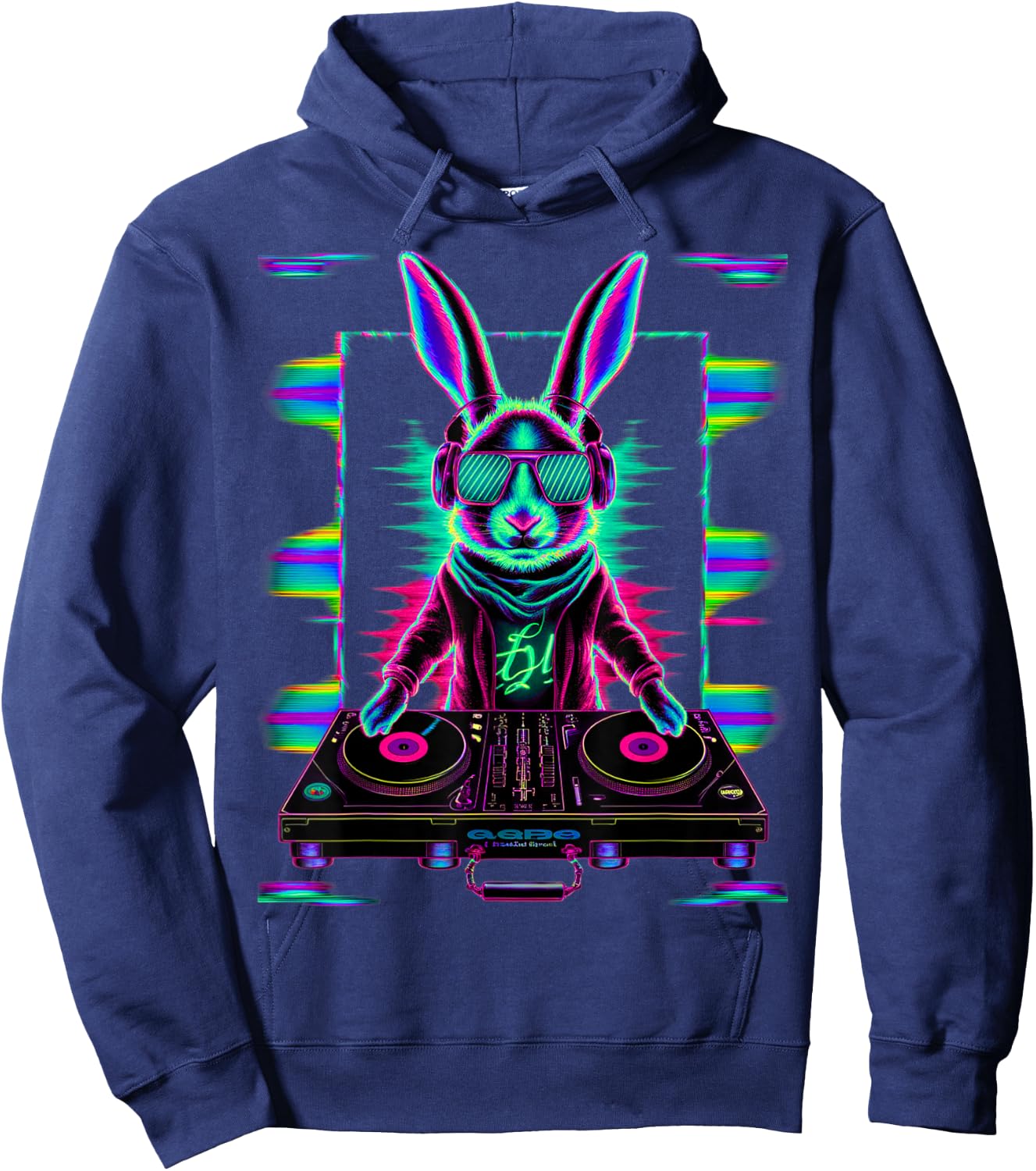 House Music Festival Bunny DJ Techno Rave EDM Osterhase Hoodie - Hoodie | Navy