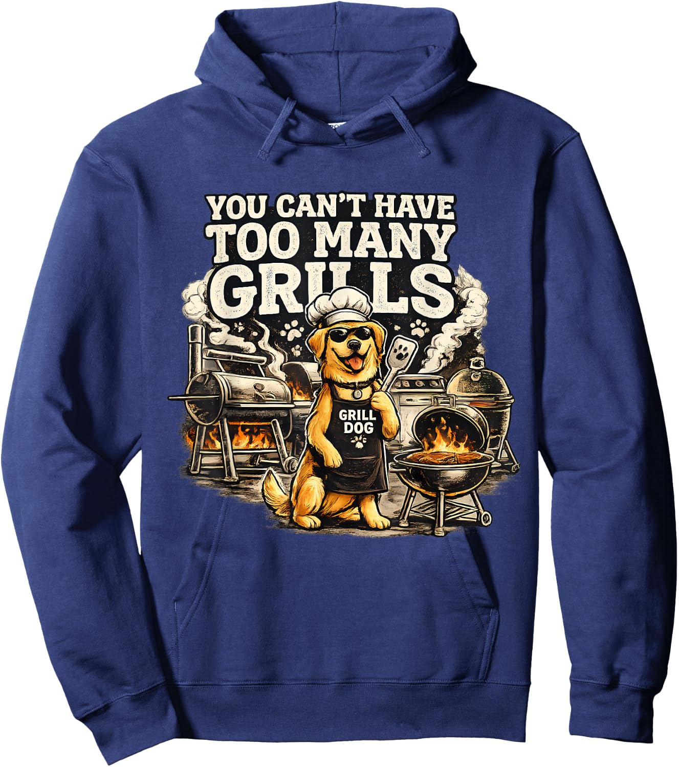 BBQ Dog Dad You Can't Have Too Many Grills Master Barbecue Hoodie - Hoodie | Navy