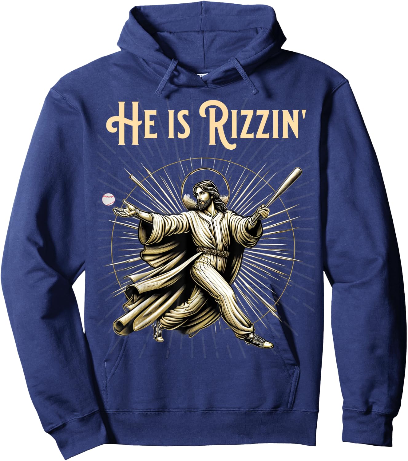 He is Rizzin Jesus Playing Baseball Hoodie - Hoodie | Navy