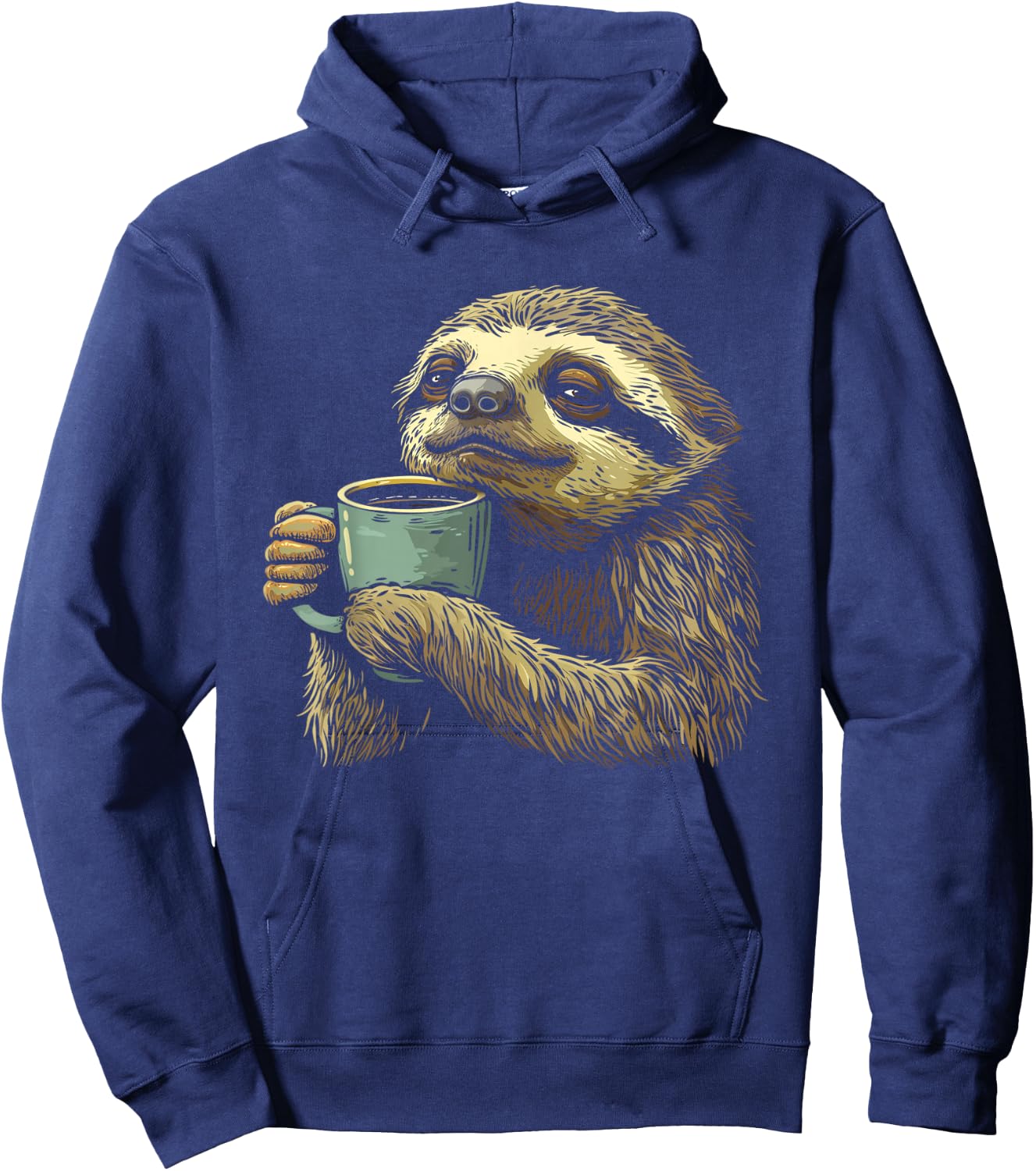Coffee Sloth Drinking Coffee Barista Funny Animal Cute Hoodie - Hoodie | Navy