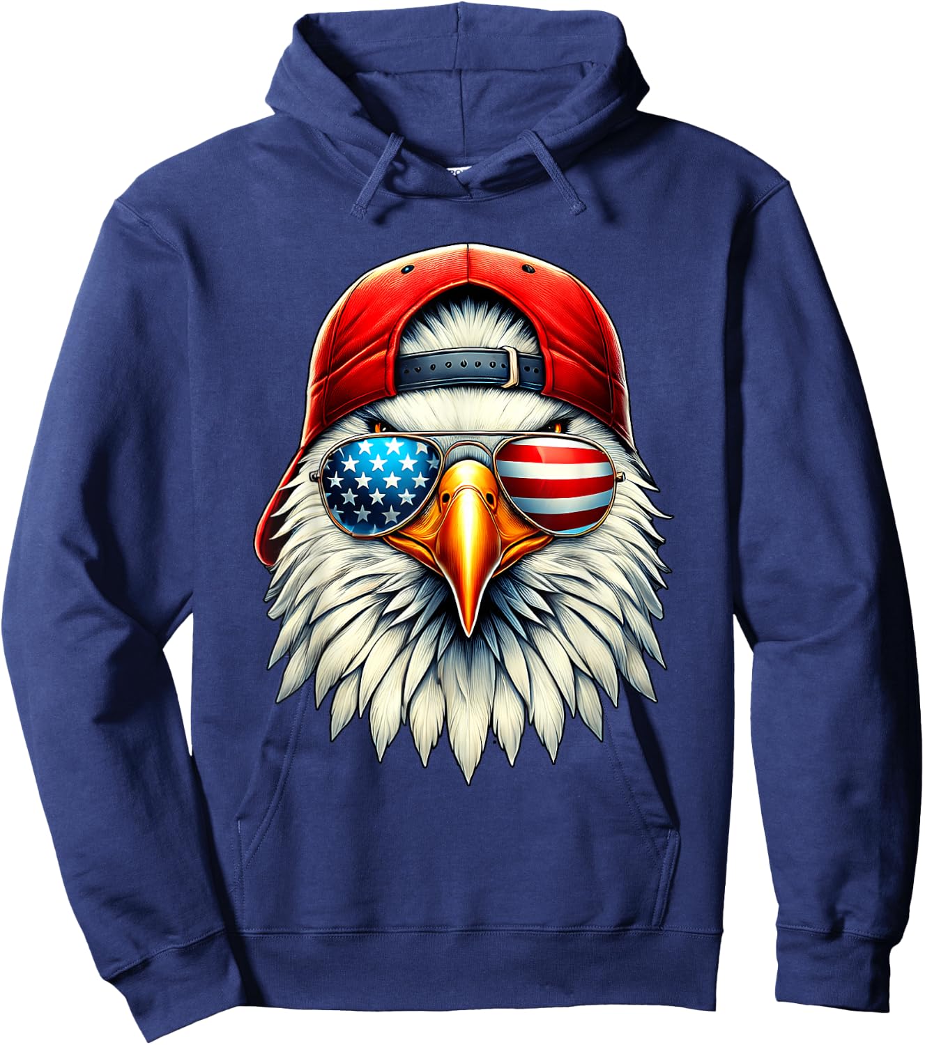 Cool Eagle American Flag USA Funny 4th Of July Fourth Boys Hoodie - Hoodie | Navy