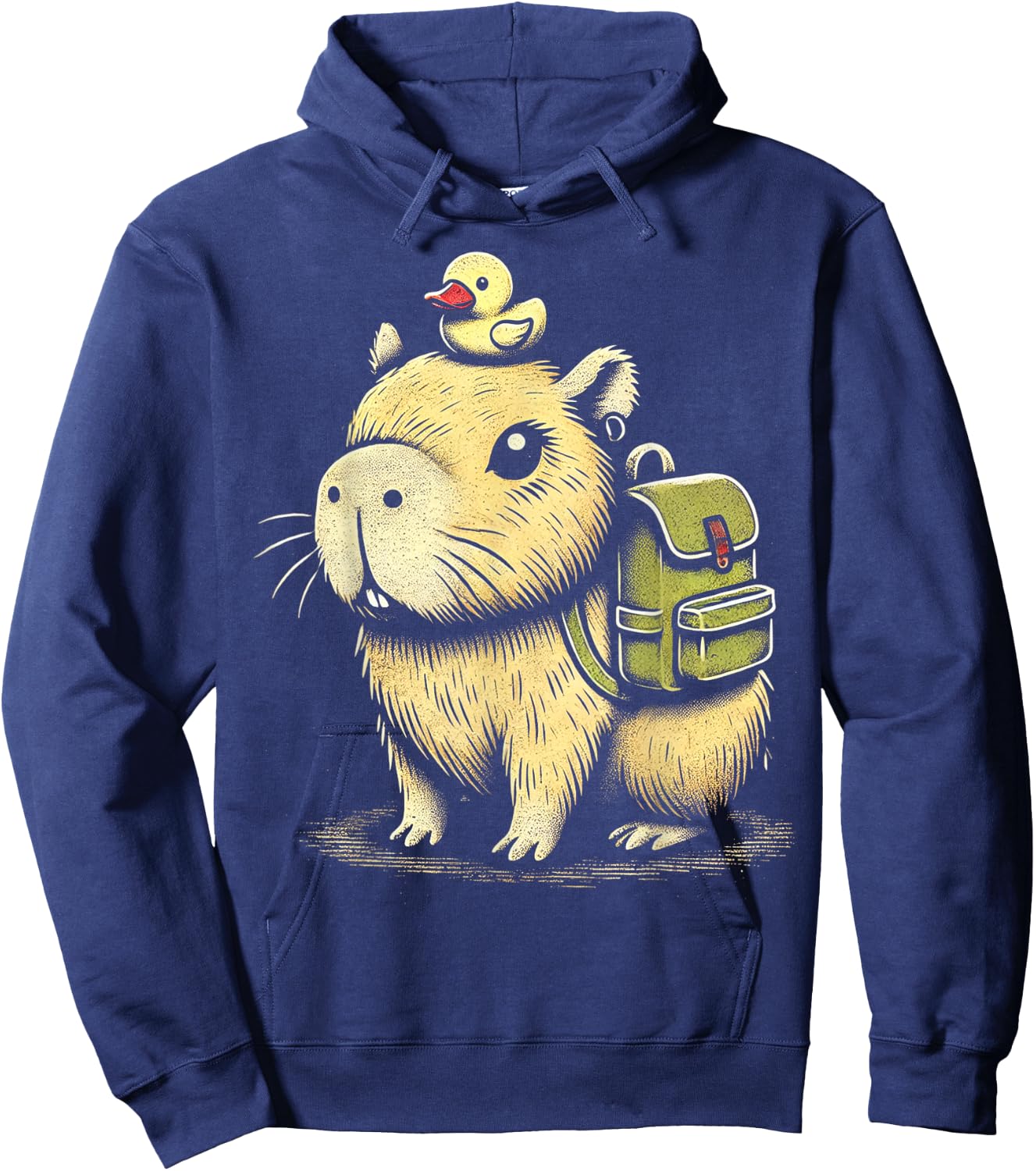 Cute Capybara Adventure Vintage Animal Art Hoodie - Hoodie | Navy