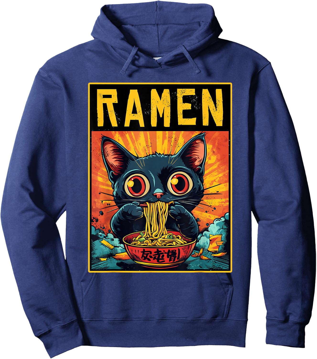 Funny Ramen Cat Japan Anime Manga Kawaii Ramen Noddles Hoodie - Hoodie | Navy